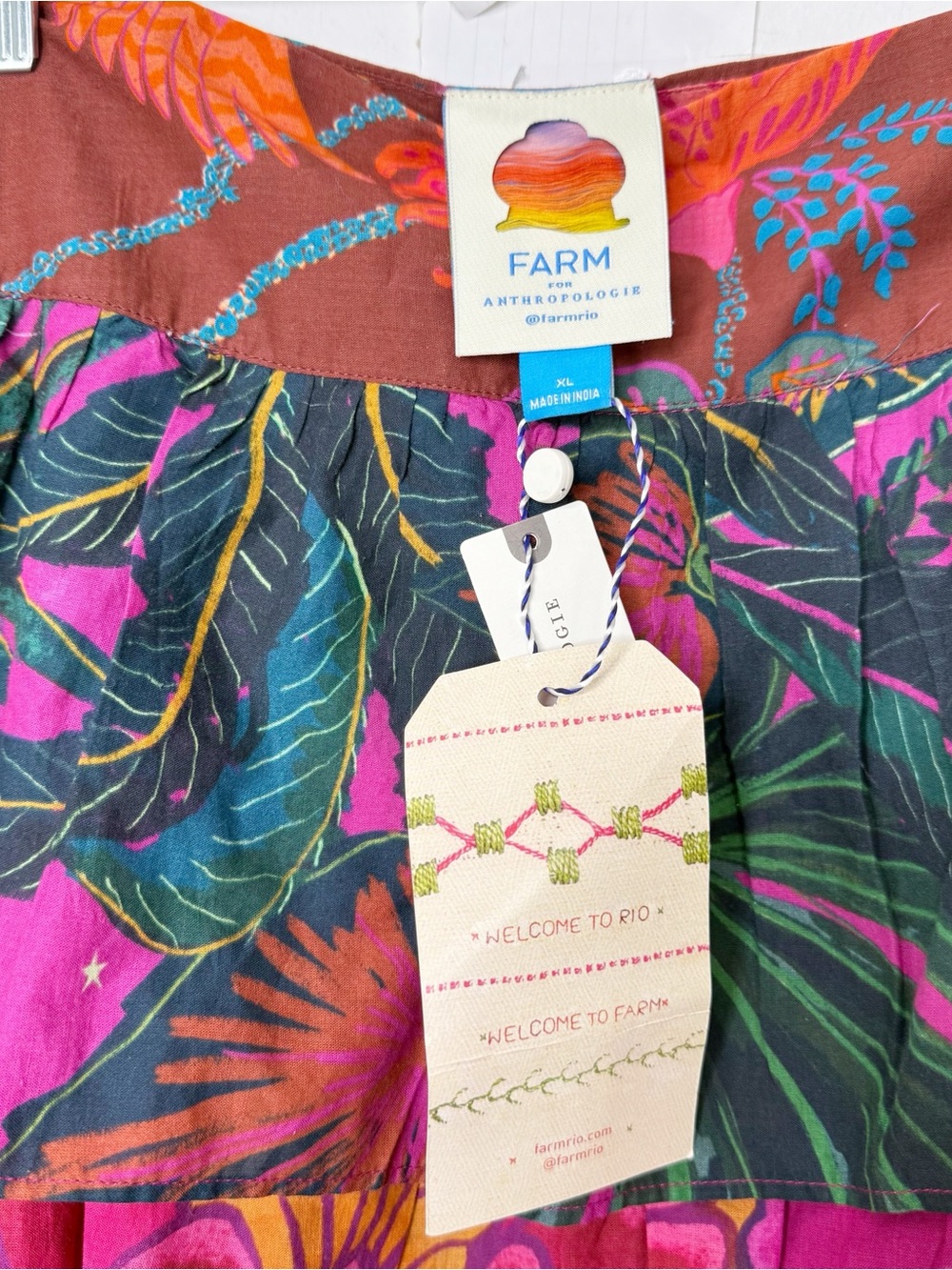 NWT FARM RIO Tiered Ruffle Tropical Floral Print Midi Skirt Sz. XL Resortwear - Picture 5 of 7